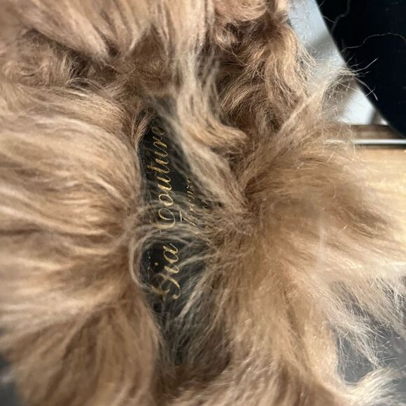 GIA COUTURE BLACK VELVET FLORAL FUR SLIP ON FLATS SHOES. Made in Italy. Size 37. - Picture 11 of 13